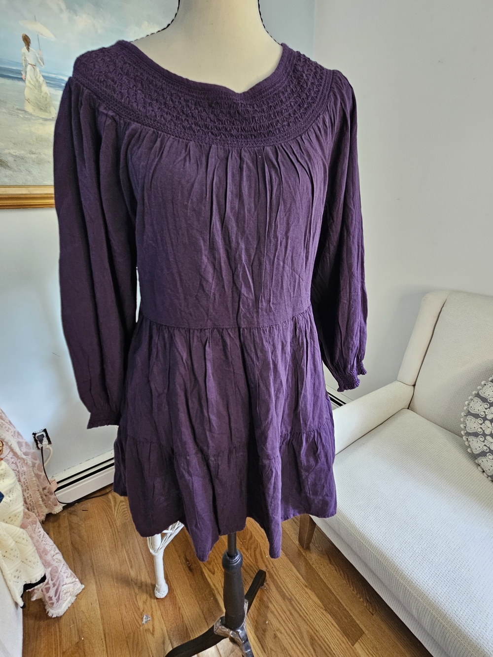 Women's Purple Long-Sleeve Tiered Dress. Old Navy.p55